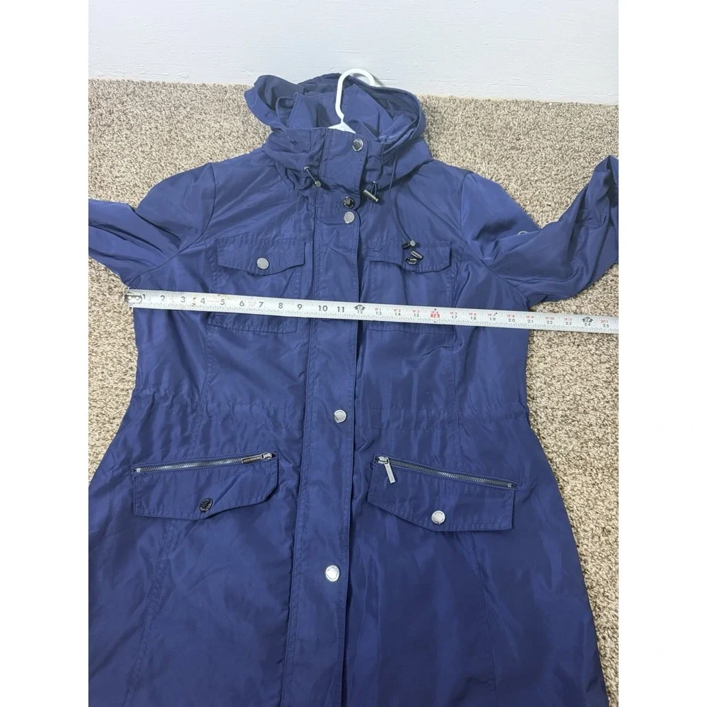 Michael Kors Hooded Utility Anorak Rain Jacket Navy Blue Women's Large